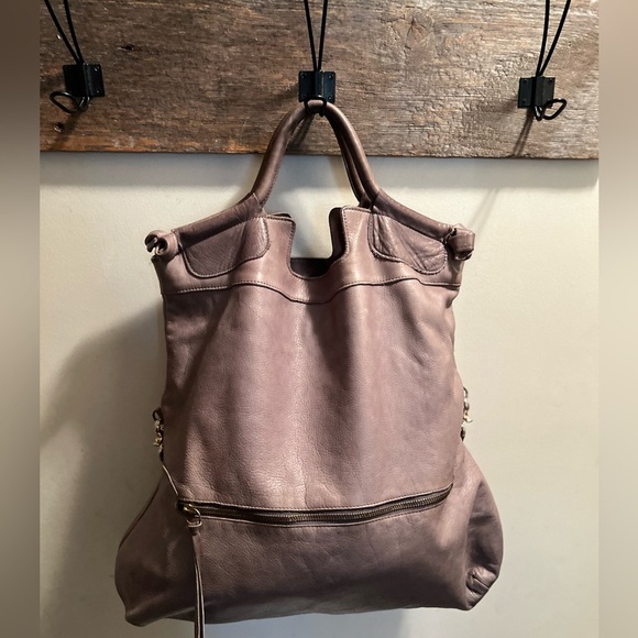 Foley + Corinna Handbags - Foley + Corinna Women's Mid City Tote Gray  Leather Large Foldover Handbag Purse
